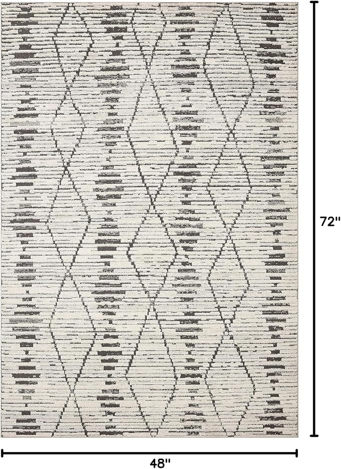 Loloi Kamala Collection KAM-02 Charcoal/Dove 4'-0" x 6'-0" Accent Rug