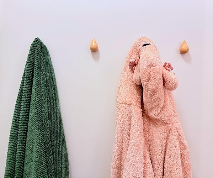 Magnifico Droplet Hook Coat Rack Wall Mount - Boho Coat Hooks, Hat Rack for Wall, Towel Hooks, Accordion Hanger, Purse Storage, Modern Home Decor, Decorative Hooks (Beech Wood, 4 Pack)