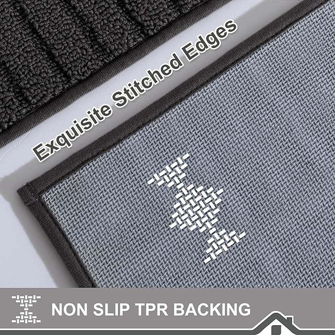 BEQHAUSE-Kitchen-Rugs-and-Mats Non Slip Kitchen Mats for Floor Absorbent Kitchen Rugs Machine Washable Kitchen Floor Mat,Black 20”x30”