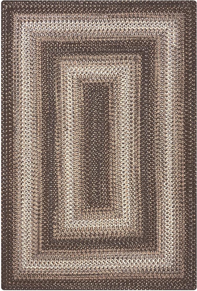 Homespice Wildwood Brown Small Braided Rugs 2'x3' - Braided Kitchen Rugs for Rustic and Country Kitchen Decor, Machince Washable, Waterproof, Durable and Reversible - Both Indoor and Outdoor