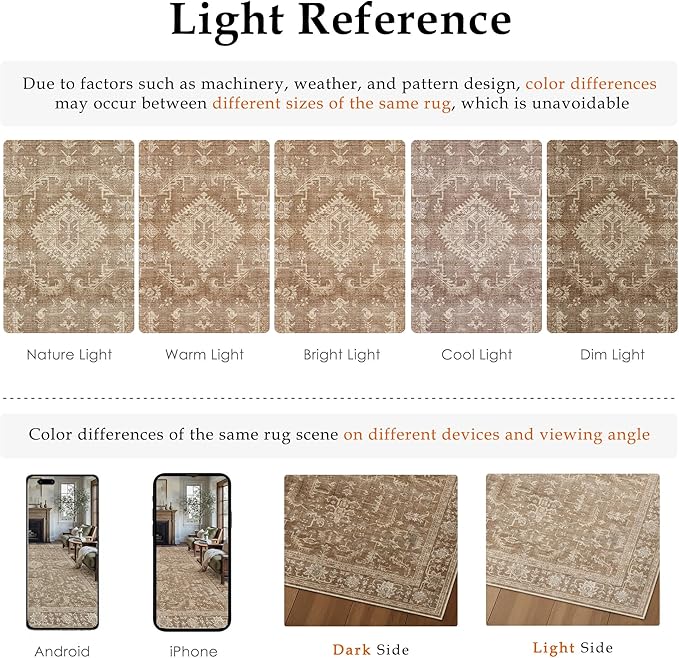 PureCozy 2x3 Brown Entryway Rug Vintage Area Carpet Indoor Kitchen Washable Door Mat Entrance Small Low Pile Traditional Distressed Retro Accent Throw Boho Rug Non Slip Office Bathroom