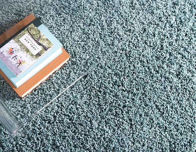 Unique Loom Solid Shag Collection Area Rug (2' 6" x 13' 1" Runner, Light Slate Blue)