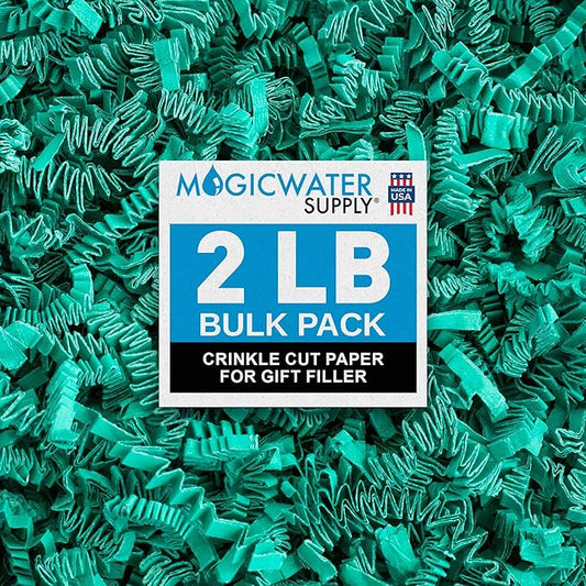 MagicWater Crinkle Cut Paper for Gift Baskets - 2LB - Teal - Perfect for Shredded Paper Filler, Basket Filler, Gift Boxes, Bridesmaid Gifts, Christmas Stuffers & More – Ideal for All Occasions