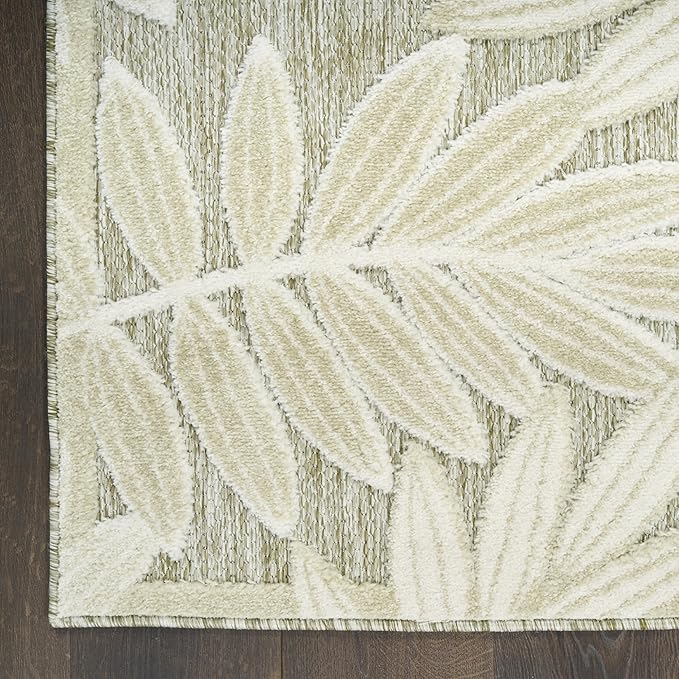 Nourison Home Aloha Ivory Sage 2'8" x 4' Area Rug - Easy Clean, Non Shedding, Bed Room, Living Room, Dining Room, Kitchen (3' x 4')