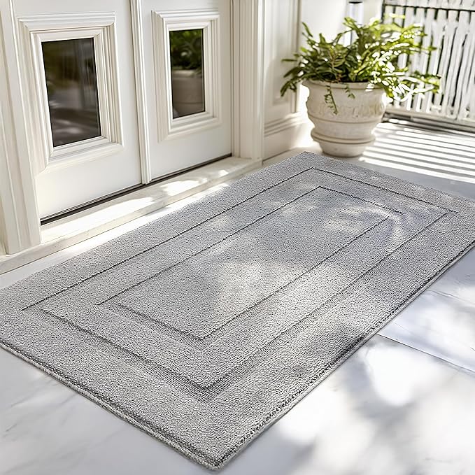 GRANNY SAYS Front Door Mat Outside Entrance, Welcome Matt Non-Slip, Outdoor Door Mats for Entryway, Long Front Porch Mat Low Profile Resist Dirt Easy to Clean, 60" x 36", Grey