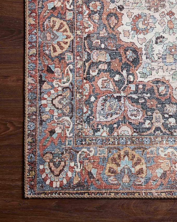 Loloi Wynter Collection WYN-01 Red/Multi 2'-6" x 7'-6" Runner Rug, .13" Thick, Area Rug, Soft, Durable, Printed, Vintage Inspired, Low Pile, Non-Shedding, Easy Clean, Living Room Rug