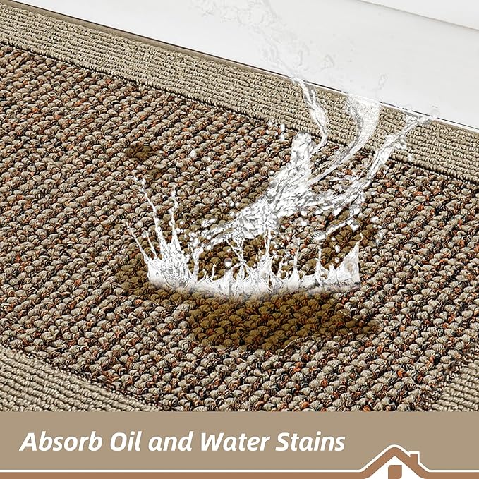 BEQHAUSE Kitchen Runner Rugs 24"x60", Kitchen Rugs Non-Slip Kitchen Mats for Floor, Absorbent and Stain Resistant Kitchen Mats, Machine Washable Rug for Kitchen, Hallway, Laundry & Sink, Taupe
