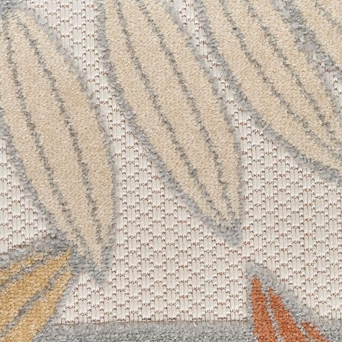 Nourison Home Aloha Blue Mocha 3'6" x 5'6" Area Rug - Easy Clean, Non Shedding, Bed Room, Living Room, Dining Room, Kitchen (4' x 6')