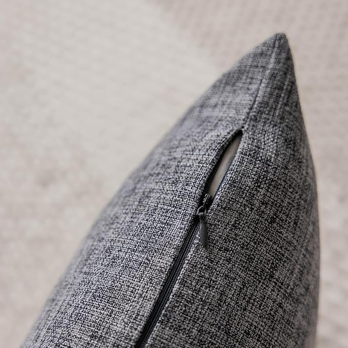 Home Brilliant 26x26 Euro Shams Set of 2 Soft and Washable Decorative Pillow Covers Farmhouse Lined Linen Grey Throw Pillow Cases for Couch Sofa and Couch, 26 x 26 Inch, Ash Grey