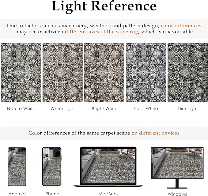 PureCozy Black Runner Rug 2'6"x12' Vintage Area Carpet Hallway Long Indoor Kitchen Washable Living Room Low Pile Traditional Distressed Retro Accent Rug Non Slip Laundry Bathroom Office Dining Room