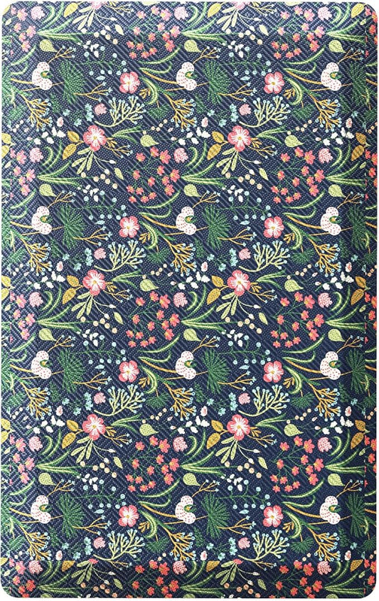Ophanie Kitchen Mats for Floor, 3/4 inch Thick, 17x28 Anti Fatigue Cushioned Mat, Kitchen Rugs, Waterproof, Comfort Ergonomic Standing Mat for Office, Home, Sink, Blue Flower Non-Slip Ridged Bottom