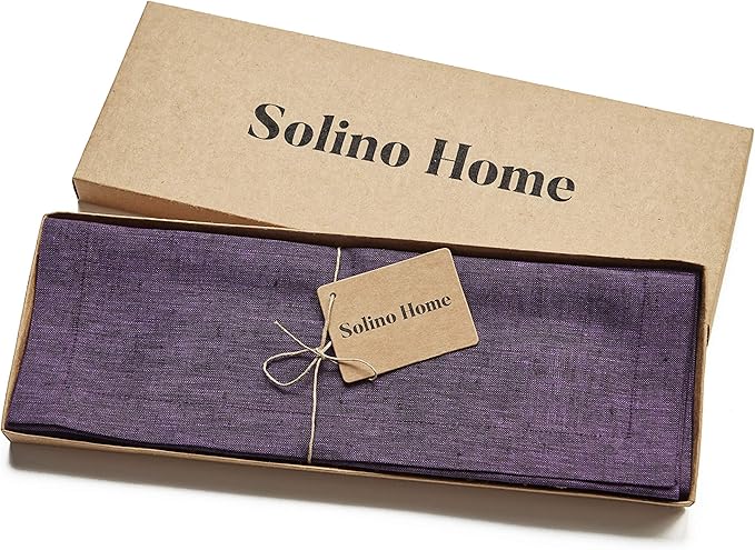 Solino Home Linen Placemats Set of 4 - Grape Placemats 14 x 19 Inch - 100% Pure Linen Table Mats for Valentines, Spring, Easter - Athena