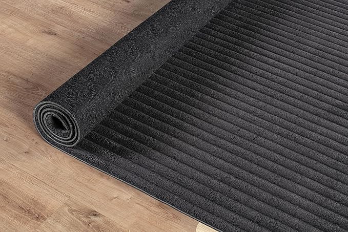 Beverly Rug Non Slip Area Rug 2 x 3 Modern Durable Ultra Soft Ribbed Indoor Rugs for Living Dining Room Office Stain Resistant Non Shedding Casual Easy Shag Indoor Carpet Dark Gray 2x3