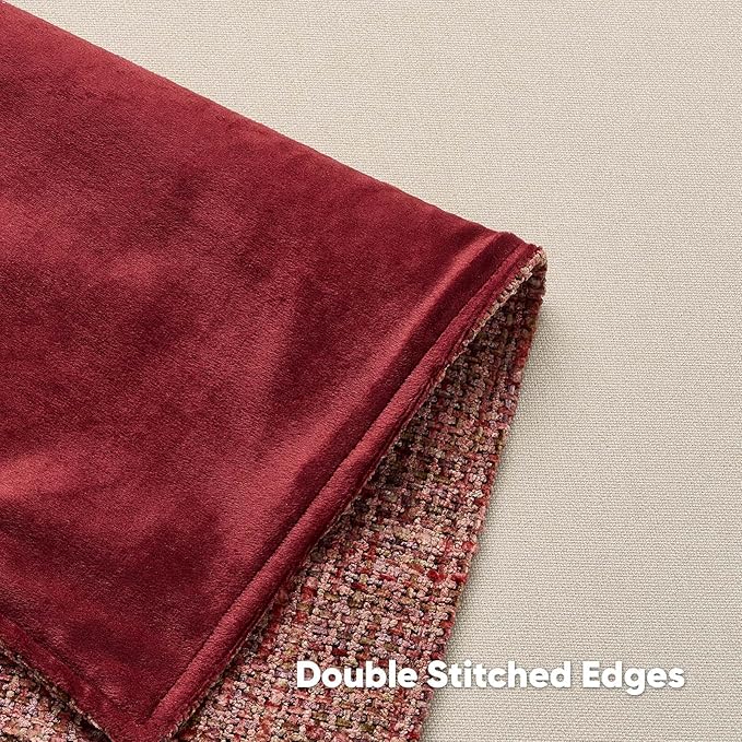 FUTEI Burgundy Decorative Throw Pillow Covers 12x20 Inch Set of 2,Soft Chenille Tweed Textured Lumbar Pillow Case,Modern Home Decor for Couch Bed Living Room