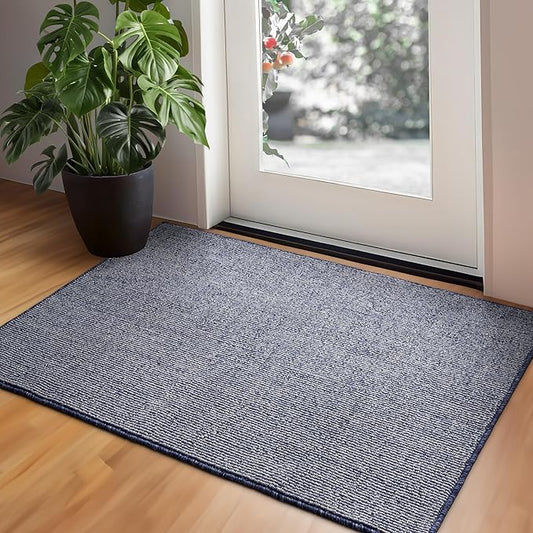 GRANNY SAYS Front Door Mat Outside Entrance, Door Mats for Entryway, Welcome Matt Non-Slip, Large Front Porch Mat Low Profile Resist Dirt, 48"x32", Blue Beige