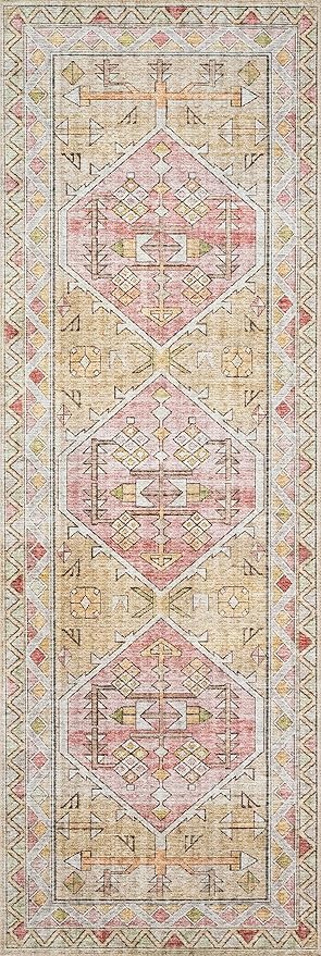 Loloi Skye Collection SKY-04 Gold/Blush 2'-6" x 12'-0" Runner Rug