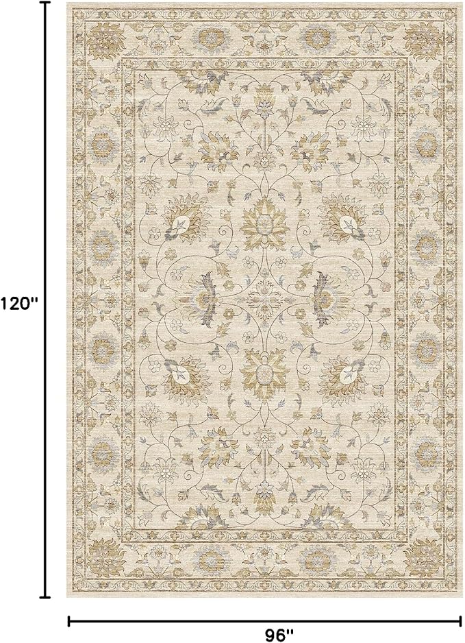 Fortsea Machine Washable Soft Area Rug 8x10 with Non Slip Backing for Living Room,Floor Decoration Carpet Mat Area Rugs 8x10 Clearance Bedroom Rug for Living Room (Beige Gold, 8X10FT)……
