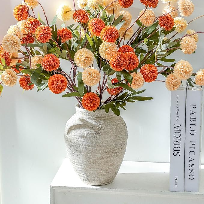 Ceramic Flower Vase - Farmhouse Rustic Vase for Home Decor Handcrafted Pottery Vase Small Terracotta Vases for Dining Table Decor Fireplace Living Room Bathroom Wedding Centerpiece