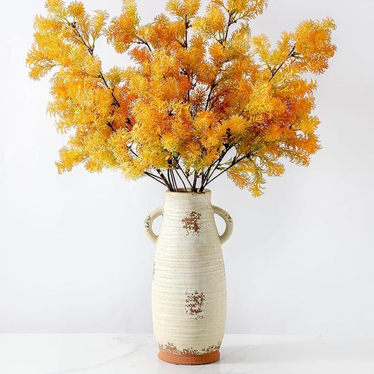 Ceramic Flower Vase with Handles, 12 inch Tall Vase for Centerpieces, Large Decorative Terracotta Vases, Farmhouse Rustic Vases for Home Decor, Living Room, Table, Neutral