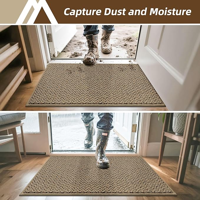 COSY HOMEER Door Mat 20" x 32",Non Slip Absorbent Entryway Rugs,Dirt Trapper Doormats,Washable Entrance Mats,Low Pile Welcome Floor Mat for Front Back Door and Entry Mats,Taupe