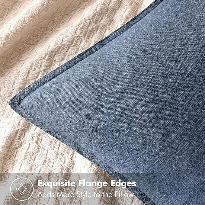 MIULEE Decorative Linen Pillow Covers 26x26 Inch Blue Ashes Boho Farmhouse Neutral Couch Throw Pillows for Bed Pack of 2 Accent Modern Pillowcase Sofa Livingroom Home Decor