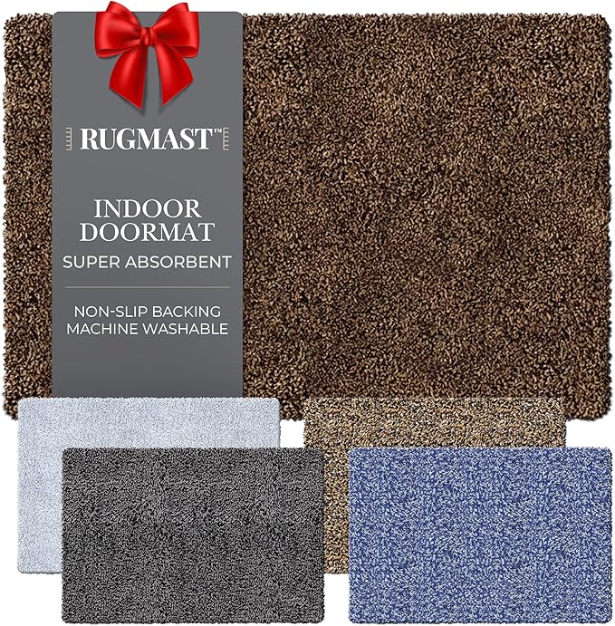 RugMast Premium Microfiber Indoor Door Mat – 36"x60" Washable Entry Mat, Non-Slip, Waterproof Backing, Super Absorbent, Low Profile Entryway Doormat for Indoor Entrance