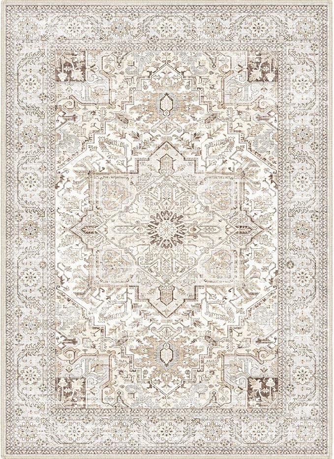 Area Rug 5x7 for Living Room Bedroom, Non-Slip Dining Room Rugs, Extra Soft Non Shedding Non Skid Durable Vintage Carpet 5x7 Washable Area Rug Machine Washable Area Rugs…