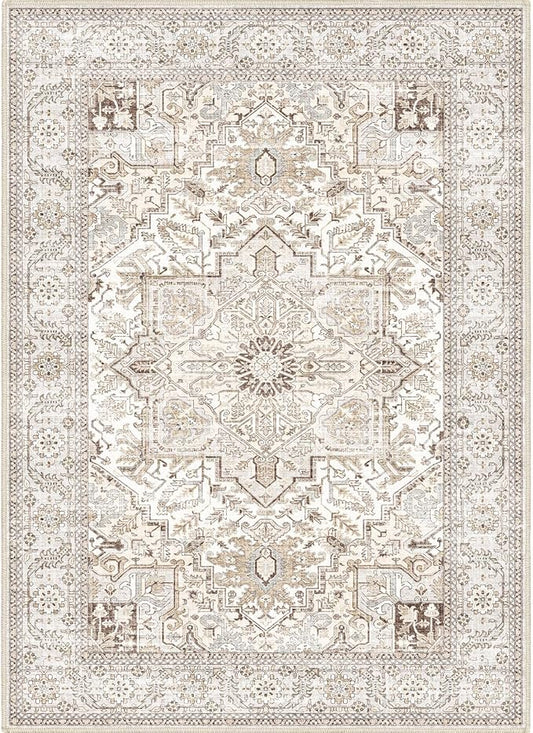 Area Rug 5x7 for Living Room Bedroom, Non-Slip Dining Room Rugs, Extra Soft Non Shedding Non Skid Durable Vintage Carpet 5x7 Washable Area Rug Machine Washable Area Rugs…