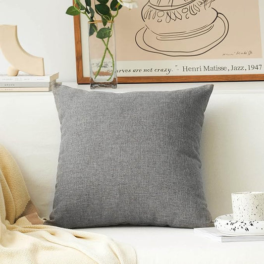 Home Brilliant Linen Large Throw Pillow Cover Euro Sham Cushion Cover for Bench Bed Sofa, 26 x 26 inch(66cm), Dark Grey