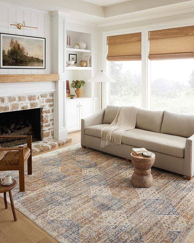 Loloi Sorrento Collection SOR-02 Ivory/Multi 5'-3" x 5'-3" Round Accent Rug