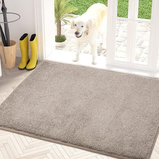PURRUGS Dirt Trapping Door Mat 31.5" x 47", Non-Slip Machine Washable Entryway Rug, Dog Doormat, Indoor Front Door Mat, Super Absorbent Entry Rug for Muddy Shoes & Paws, Taupe
