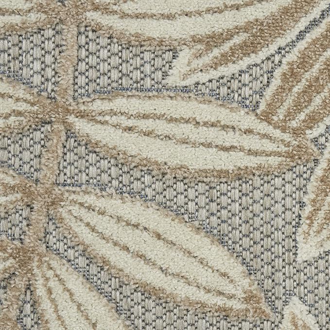 Nourison Home Aloha Natural 4' x Round Area Rug - Easy Clean, Non Shedding, Bed Room, Living Room, Dining Room, Kitchen (4' x Round)