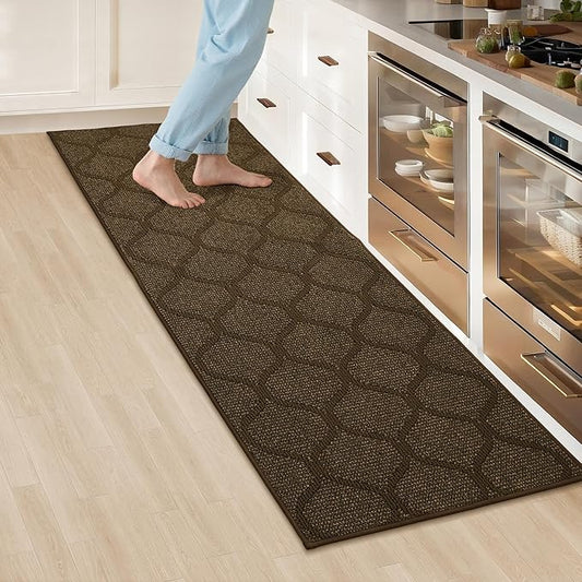 COSY HOMEER Kitchen Rug Non Slip Washable 24"x71", Absorbent Kitchen Mats for Floor, Runner Rugs for Kitchen Floor, 100% Polypropylene Kitchen Sink Rug (Brown)