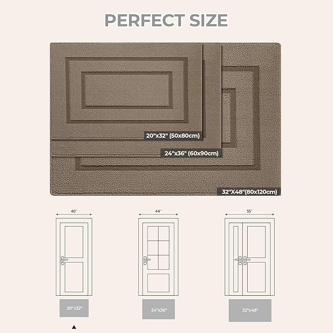 GRANNY SAYS Front Door Mat Outside Entrance, Welcome Matt Indoor Non-Slip, Door Mats for Outdoor, Entryway Front Porch Matt Low Profile Resist Dirt Easy to Clean, 32" x 20", Light Brown
