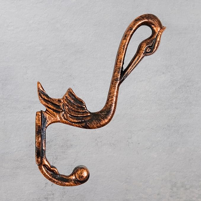 Set of 3 Cast Iron Pelican Shape Coat Hooks Wall Art Decor-Pelican Shape Hangers and Key Holder-Clothes Rack and Backpack Hanger-Coat Hooks Home Decor for Storage,Living Room (Copper Antique)