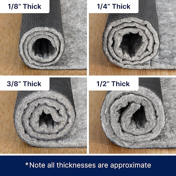 RUGPADUSA - Dual Surface - 1'10" x 7'10" - 3/8" Thick - Felt + Rubber - Enhanced Non-Slip Rug Pad - Adds Comfort and Protection - for Hard Surface Floors