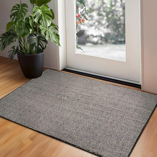 GRANNY SAYS Front Door Mat Outside Entrance, Door Mats for Entryway, Welcome Matt Non-Slip, Large Front Porch Mat Low Profile Resist Dirt, 48"x32", Black Beige