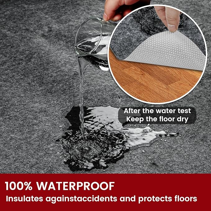 Waterproof Rug Pad, 10x14 ft Area Rug Non-Slip Carpet Pad, Non-Slip Rug Pads for All Floors and Finishes, Felt Pad for Hardwood Floors, Keeps Carpets in Place Soft and Safe