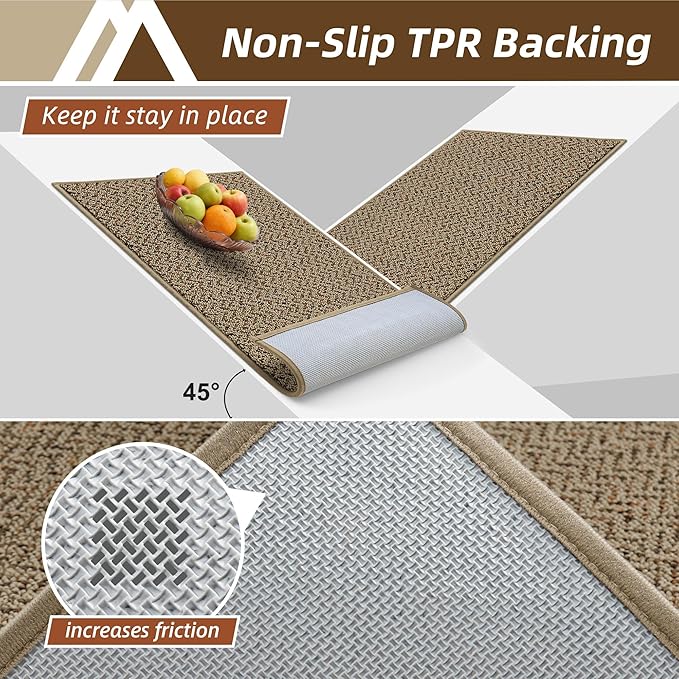 COSY HOMEER Door Mat 17" x 71" Non Slip Absorbent Entryway Rugs Dirt Trapper Doormats Washable Entrance Mats Low Pile Welcome Floor Mat for Front Back Door and Entry Mats,Taupe(Roll Packing)