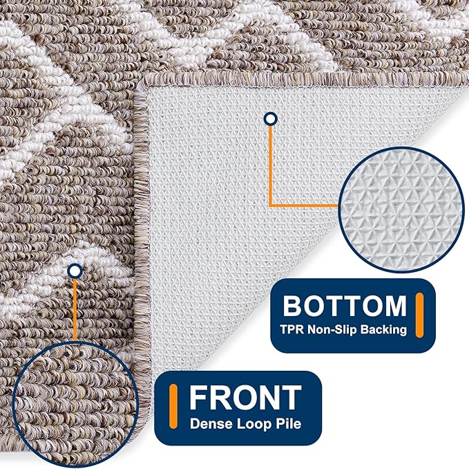 OLANLY Front Door Mat, Non-Slip Rubber Backing, Dirt Resistant and Absorbent, Washable, Easy to Clean Low-Profile Indoor Doormat for Back Door, Entryway, Inside Entrance, 32x20, Khaki