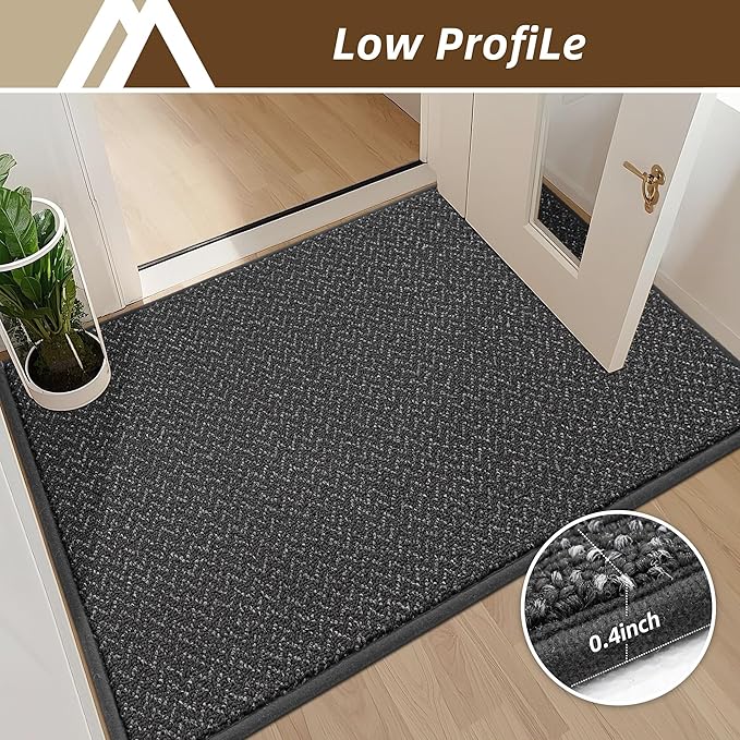 COSY HOMEER-Door-Mat 20" x 32" Non Slip Absorbent Entryway Rugs Dirt Trapper Doormats Washable Entrance Mats Low Pile Welcome Floor Mat for Front Back Door and Entry Mats,Dark Grey