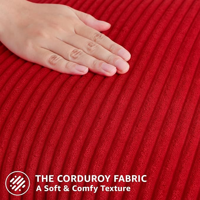 Mecatny Christmas Decorative Corduroy Throw Pillow Covers 18x18 Set of 2 for Sofa Living Room, Soft Neutral Boho Couch Pillow Covers for Home Decor, Christmas Red