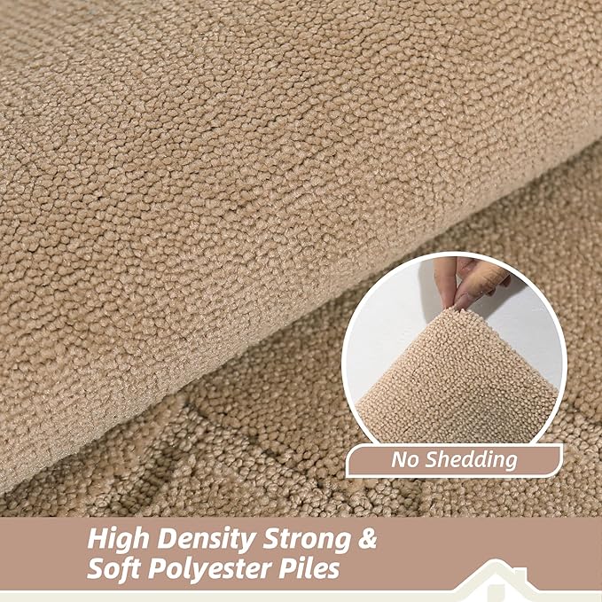 BEQHAUSE Kitchen Rugs Non-Slip Washable [2 PCS], Machine Washable Kitchen Mats Absorbent Soft Kitchen Runner Rugs for Floor,Sink,Hallway,Laundry,20”x32”+20”x48”, Beige