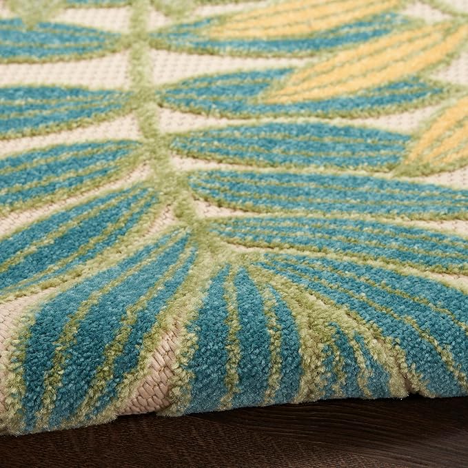 Nourison Home Aloha Green Multicolor 2'3" x 8' Area Rug - Easy Clean, Non Shedding, Bed Room, Living Room, Dining Room, Kitchen (8' Runner)