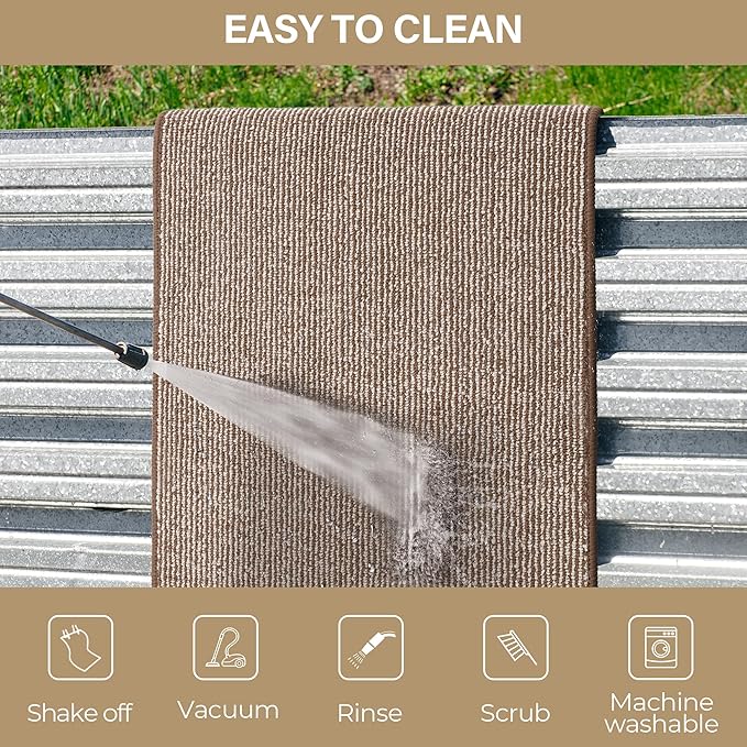 GRANNY SAYS Front Door Mat Indoor Entrance, Indoor Doormat Non Slip Washable, Low Profile Outdoor Welcome Mat, 32" x 20" Resist Dirt Absorbent Door Mats for Entryway, Floor, Brown Beige
