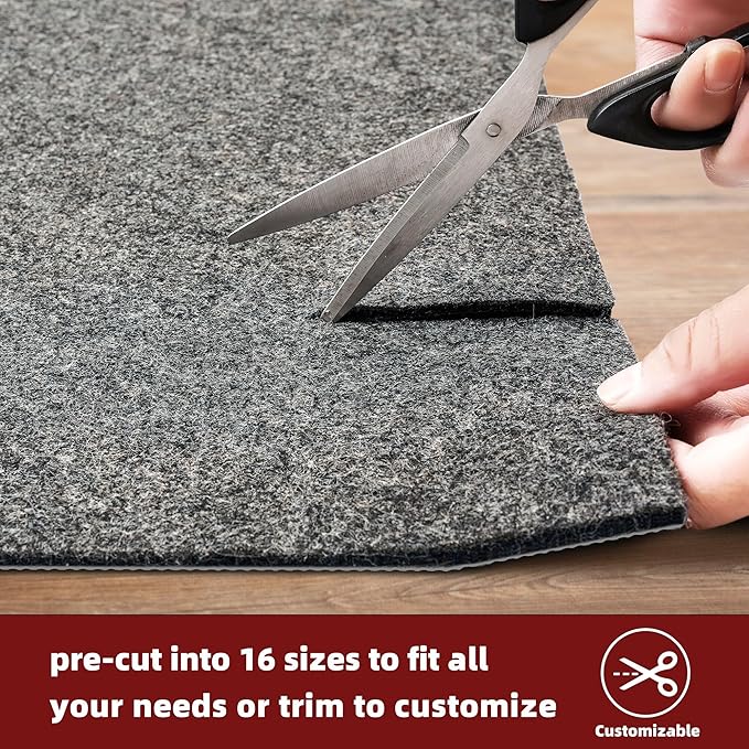 BAGAIL Felt and Natural Rubber Backing Rug Pads 1/8” Thick, 2 x 10 Ft Non Slip Rug Gripper Keep Rugs in Place, Under Area Rug Protective Cushioned Pads, Carpet Runners, Hardwood Floors Protection