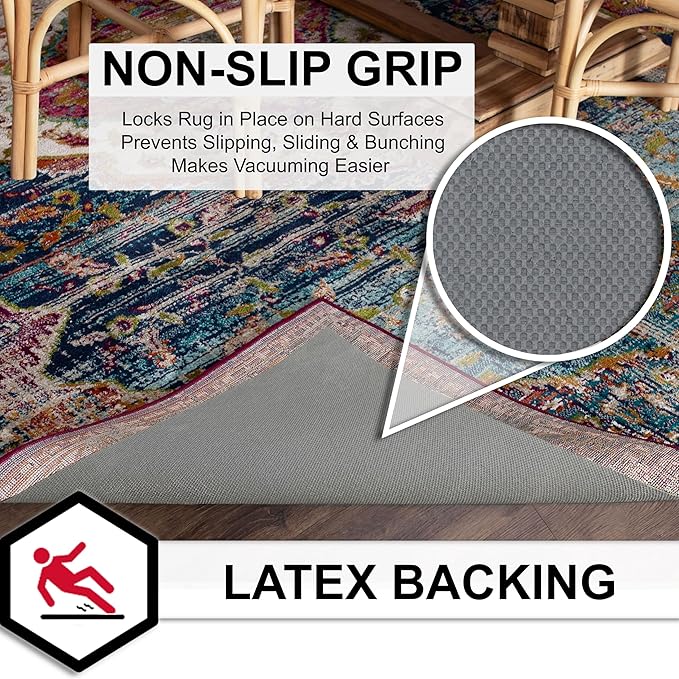 Mohawk Home 9’ x 12’ Non Slip Grip Rug Pad 1/8" Low Profile Felt Cushion + Rubber Gripper, Great for High Traffic Areas - Safe for All Floors