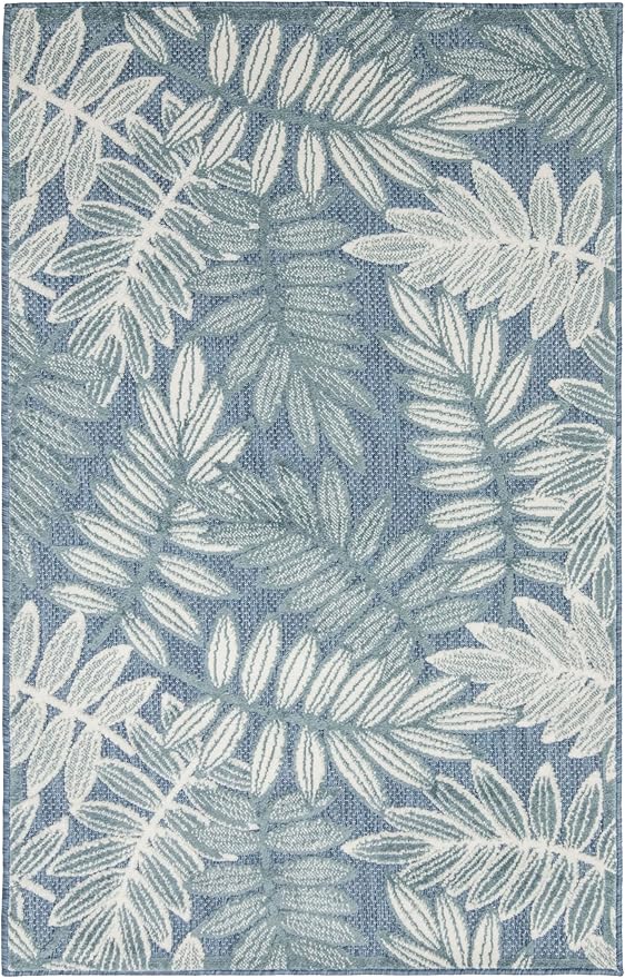 Nourison Home Aloha Blue 2'8" x 4' Area Rug - Easy Clean, Non Shedding, Bed Room, Living Room, Dining Room, Kitchen (3' x 4')