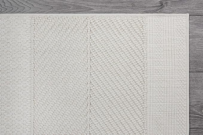 Beverly Rug Micro Loop Area Rug White 5x7 Modern Luxury Soft Boho Geometric Durable Indoor Area Rugs for Living Dining Room Office Stain Resistant Non Shedding Casual Indoor Carpet White 5 x 7