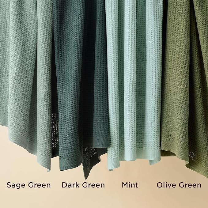 Bedsure Gentlesoft 100% Cotton Blanket King Size for Bed - Breathable and Soft, Thick Cozy Waffle Weave Christmas Blanket Gift for Women, Sage Green, 104x90 inches